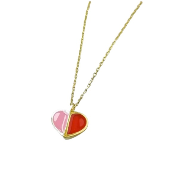 Kate Spade Heritage Red & Pink Heart Pendant with Beautiful Rose Gold Chain - Picture 3 of 7